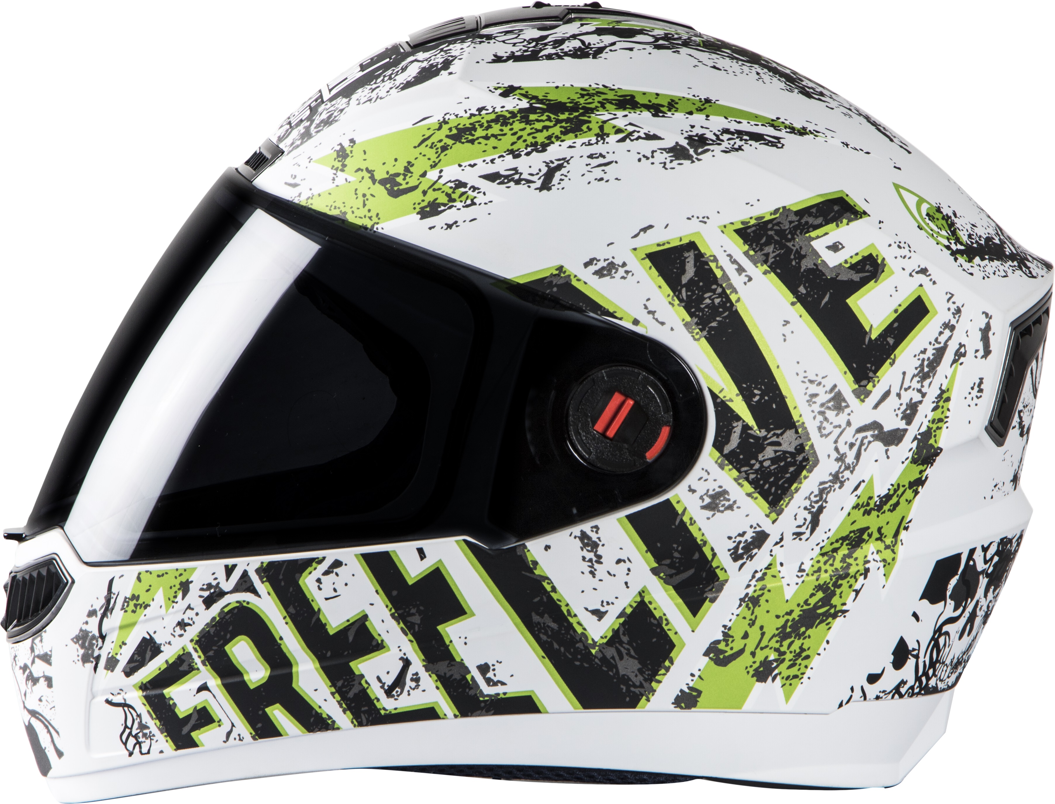 Steelbird Air Free Live Mat White With Green ( Fitted With Clear Visor Extra Smoke Visor Free)